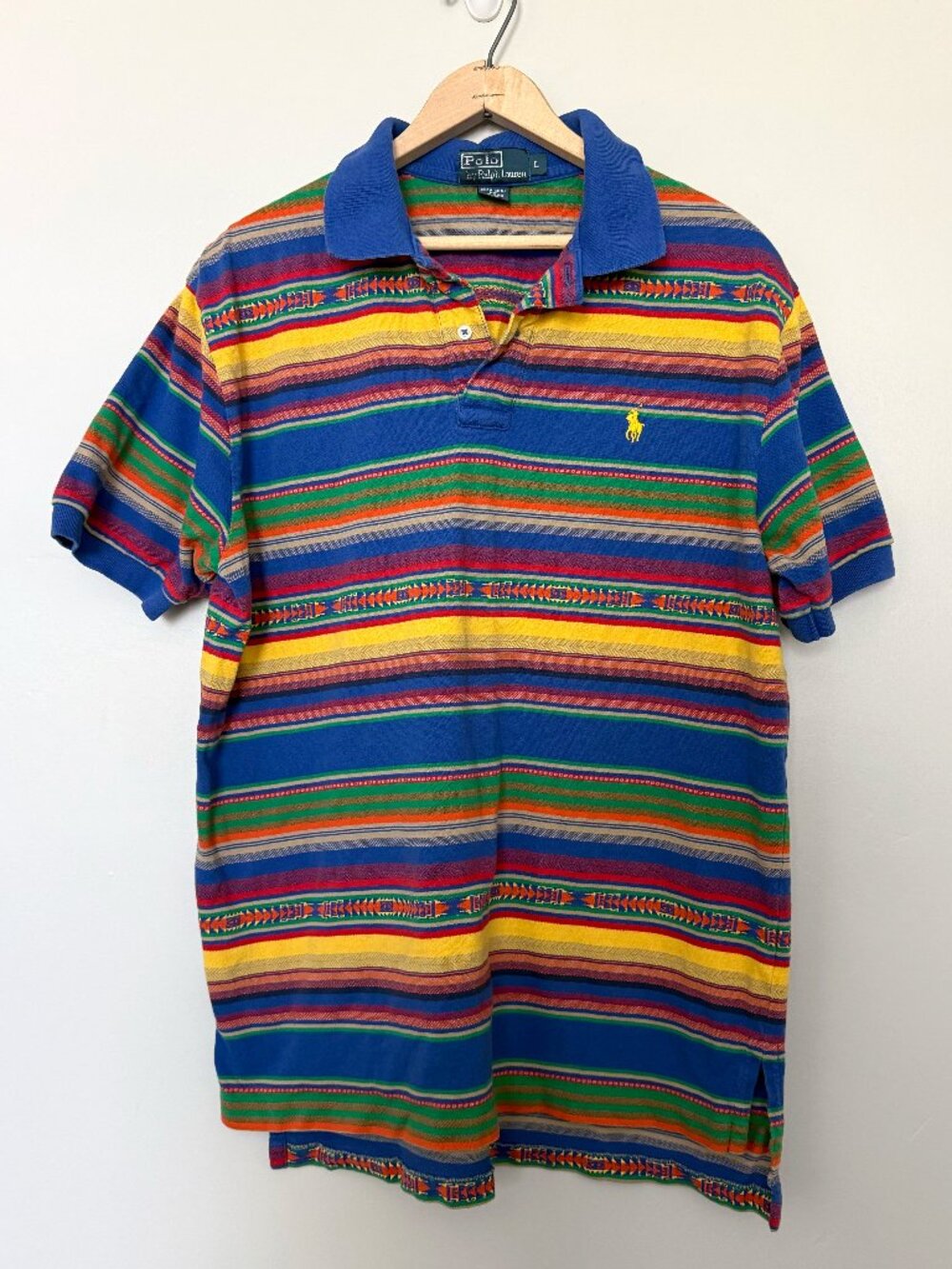 Polo Ralph Lauren Men’s L Y2K Southwestern Aztec Serape Stripe Polo